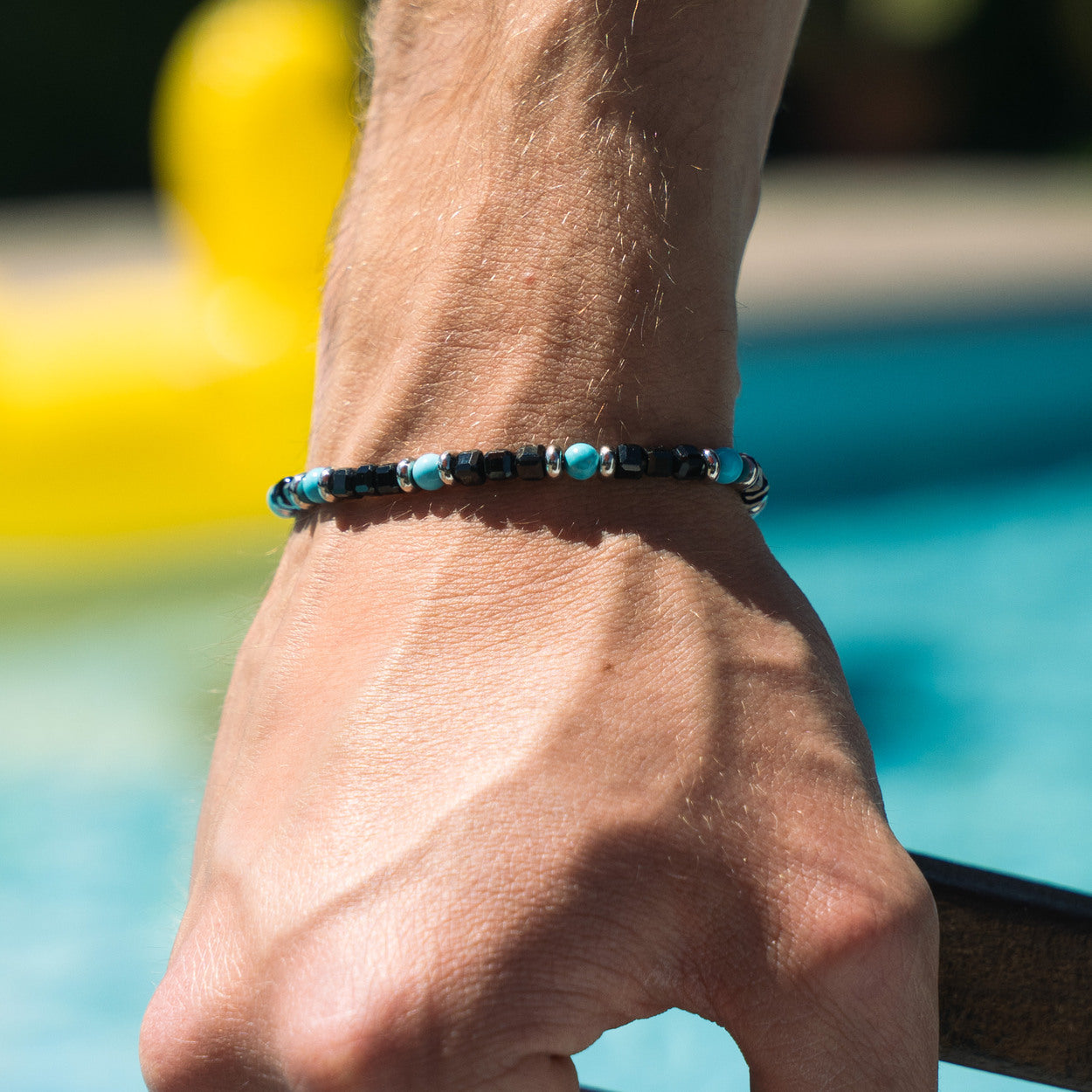 SET bracciale + collana Avana in howlite turchese e spinello | 4mm