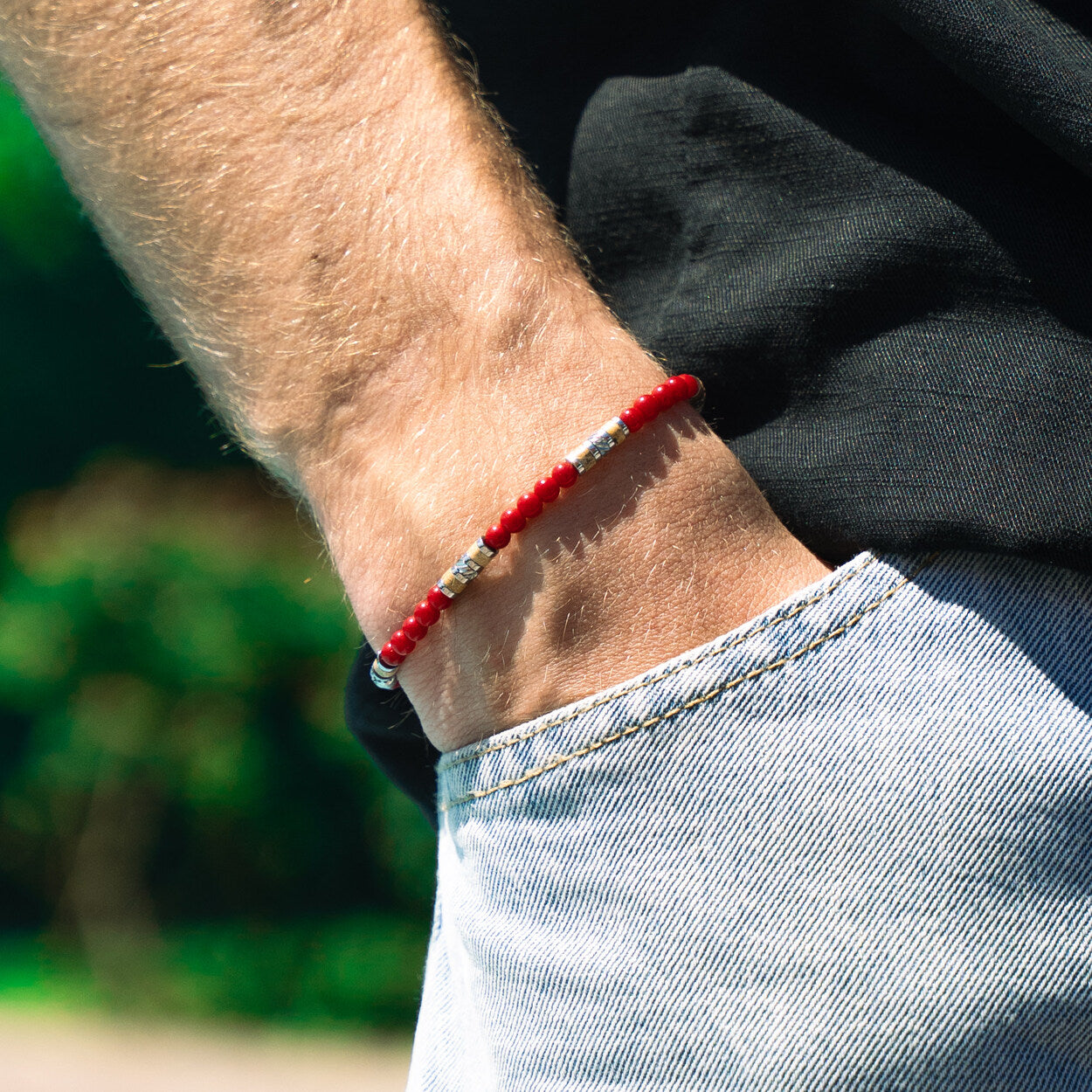 Bracciale Bricola in agata rossa e diaspro | 4mm