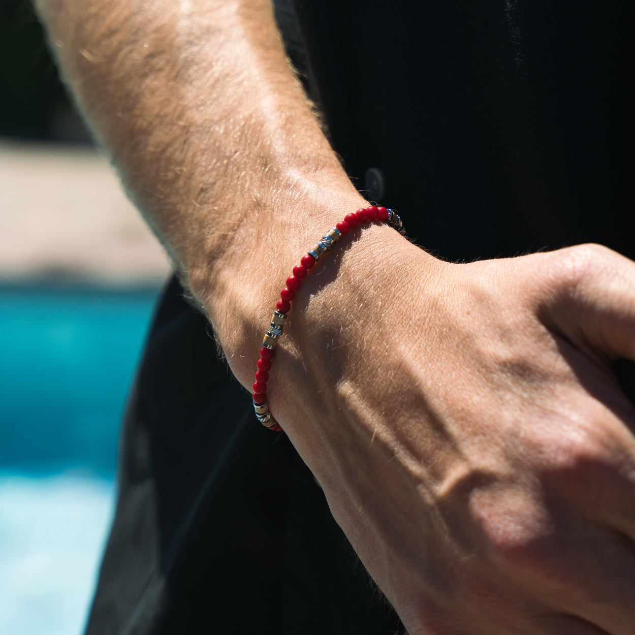 Bracciale Bricola in agata rossa e diaspro | 4mm