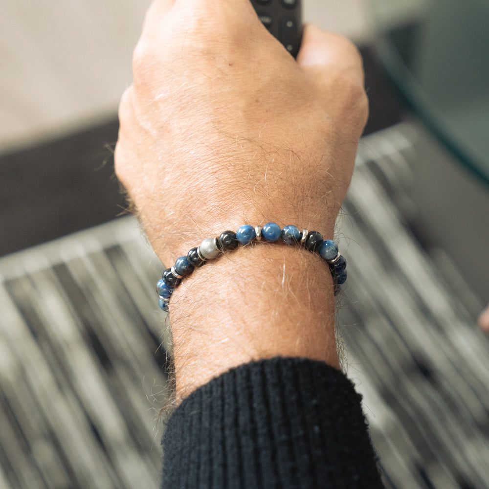 Bracciale Galassia in meteorite e kianite | 8mm