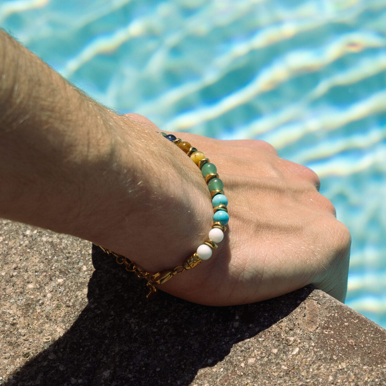SET bracciale + collana Macaron in howlite turchese, agata bianca, occhio di tigre e avventurina | 6mm