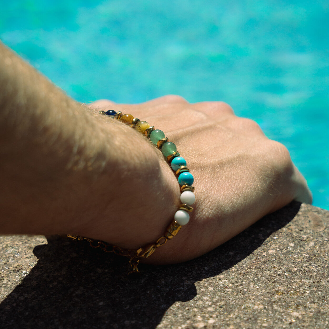 Bracciale Macaron in howlite turchese, agata, occhio di tigre e avventurina | 6mm