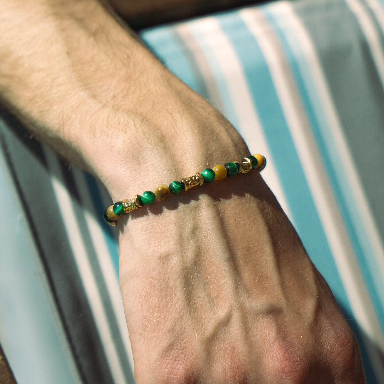 Bracciale Mojito in occhio di tigre verde e giallo | 6mm