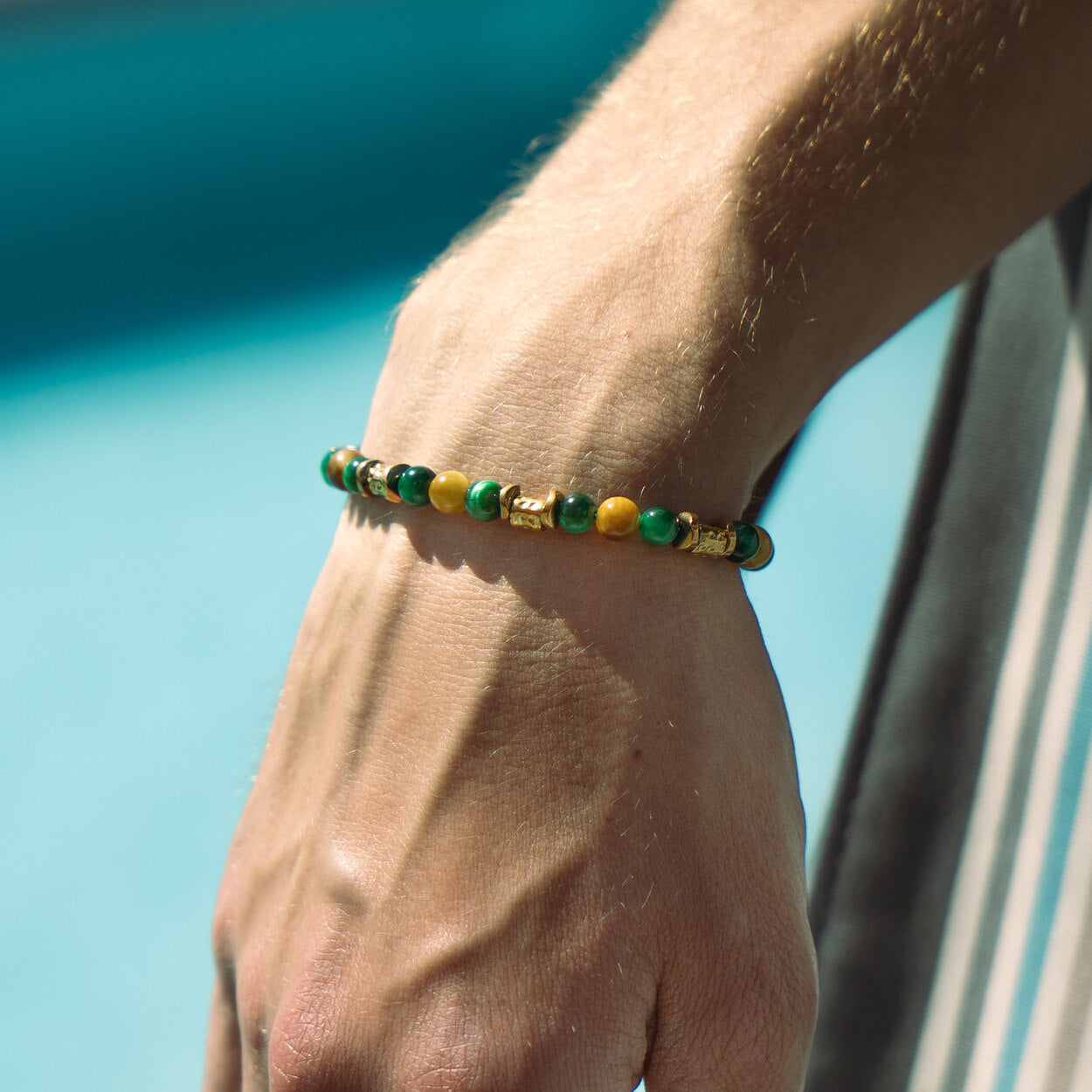 Bracciale Mojito in occhio di tigre verde e giallo | 6mm
