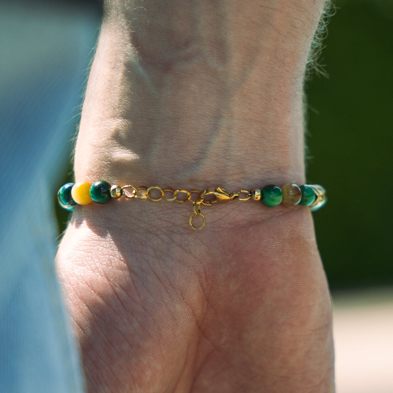 Bracciale Mojito in occhio di tigre verde e giallo | 6mm