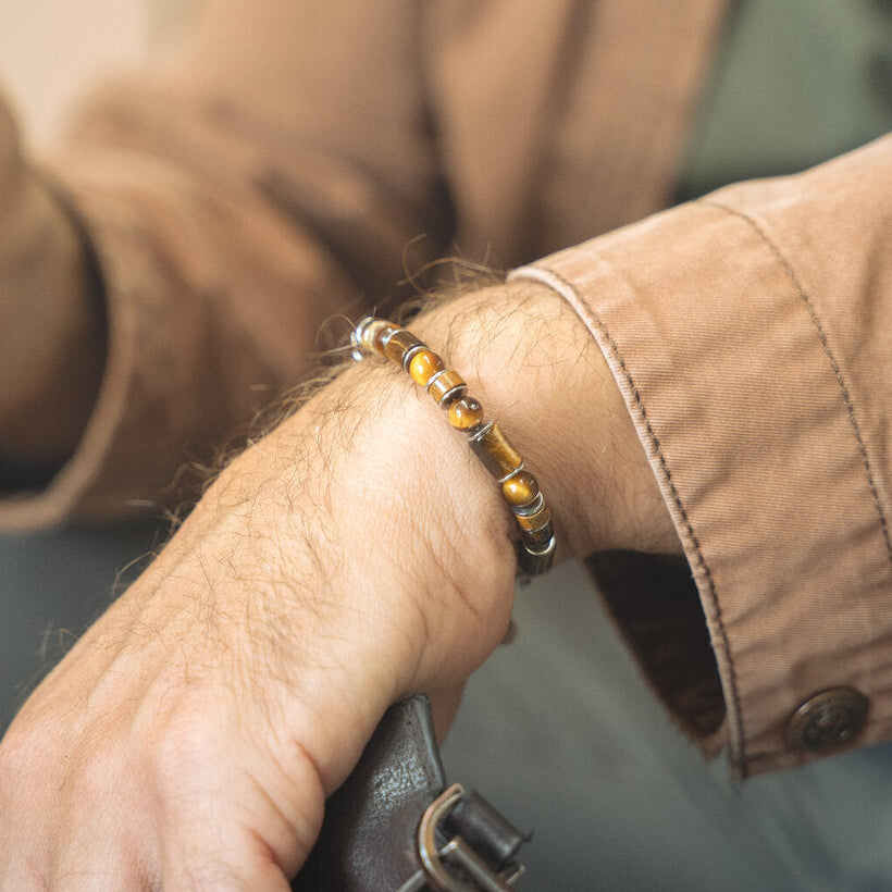 Bracciale Sottobosco in occhio di tigre e diaspro | 6mm