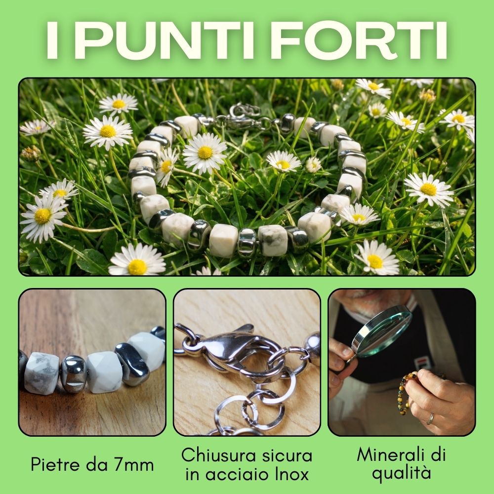 Bracciale Carrara in aulite ed ematite | 7mm