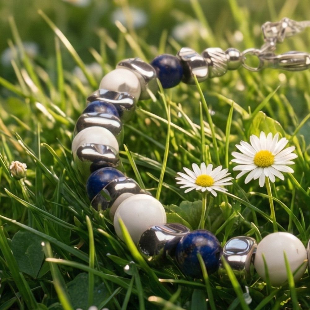 Bracciale Zefiro in lapislazzuli, aulite ed ematite | 6mm