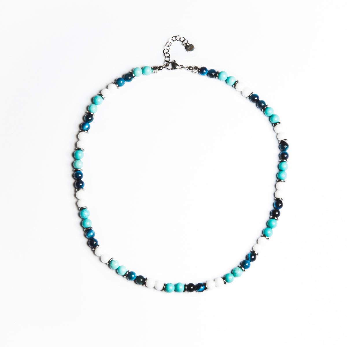 Collana uomo occhio di tigre agata e howlite 6mm - Lab93Studio