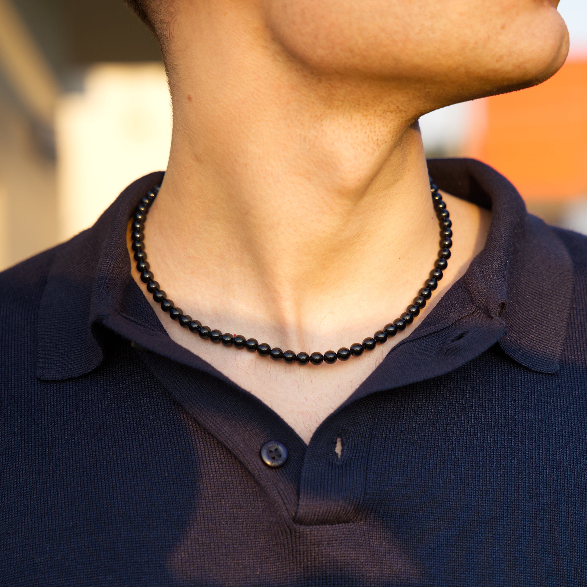 Collana tormalina nera uomo indossata | Lab93Studio