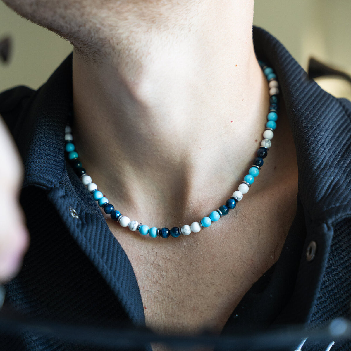 Collana Lungomare in howlite e occhio di tigre | 6mm