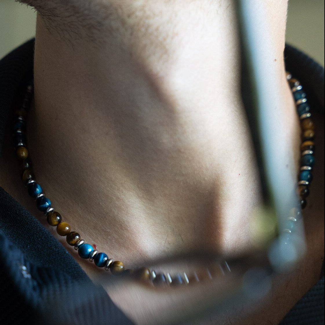 Collana Respiro Mediterraneo in occhio di tigre | 6mm | Nuova