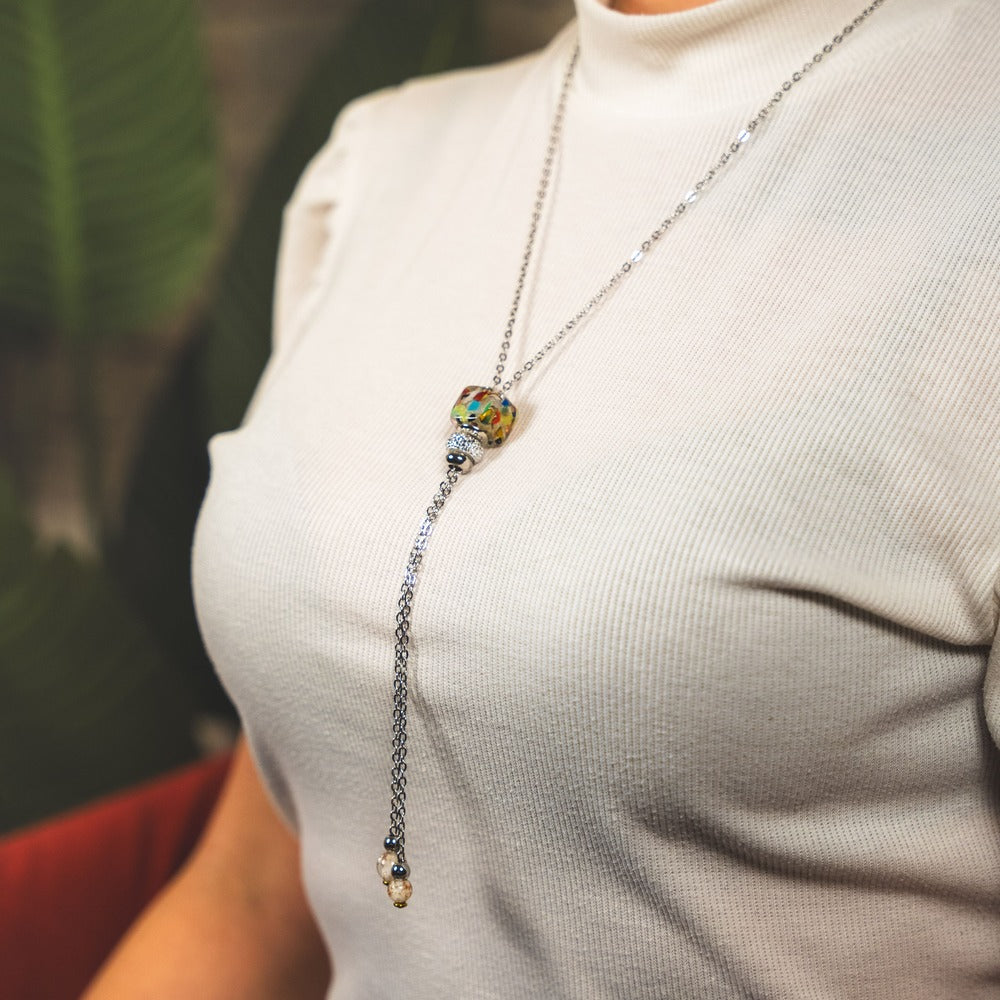 Collana Marea in vetro di Murano Argento