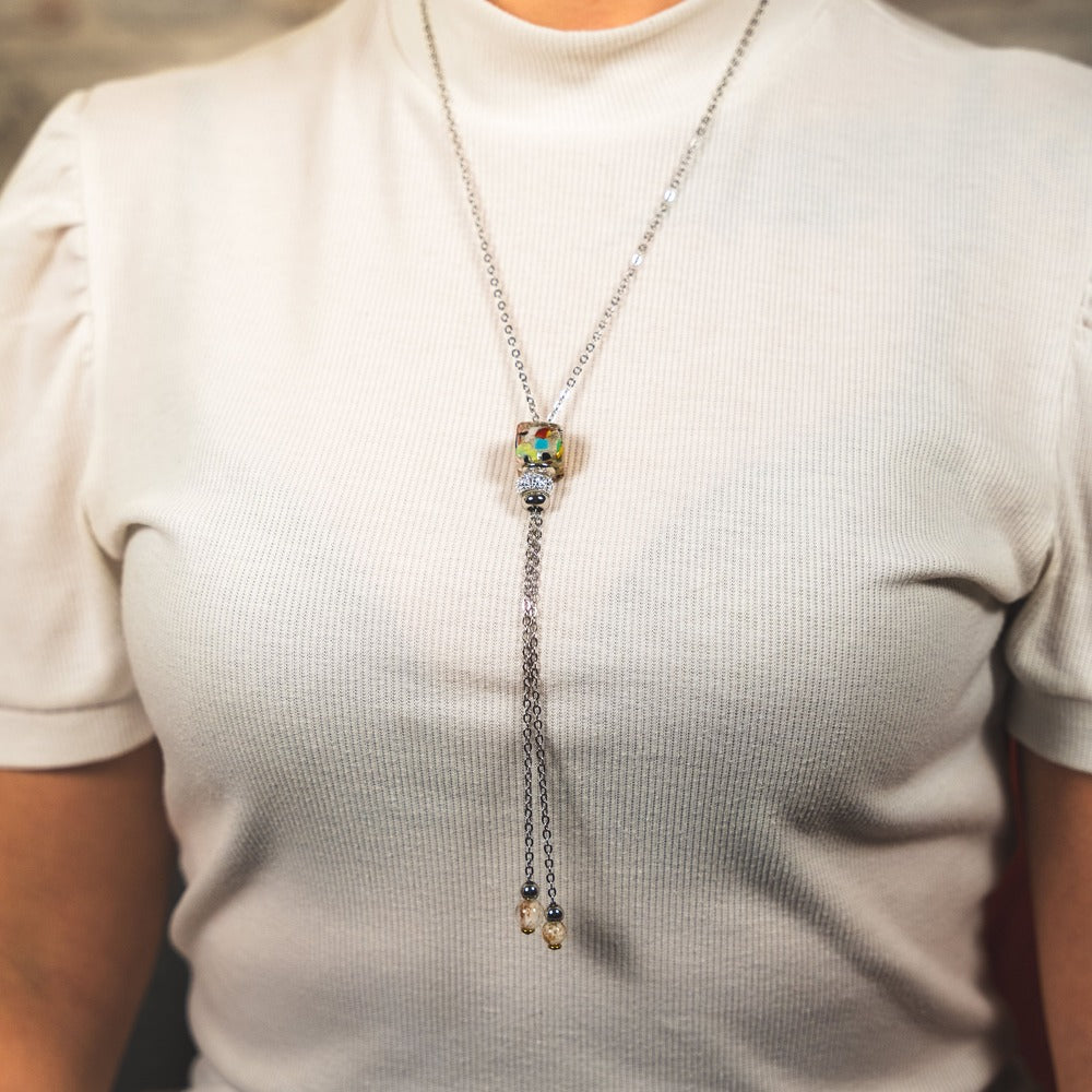 Collana Marea in vetro di Murano Argento