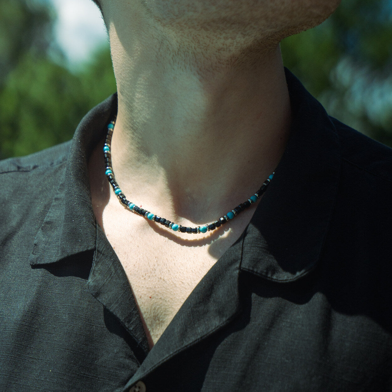 SET bracciale + collana Avana in howlite turchese e spinello | 4mm
