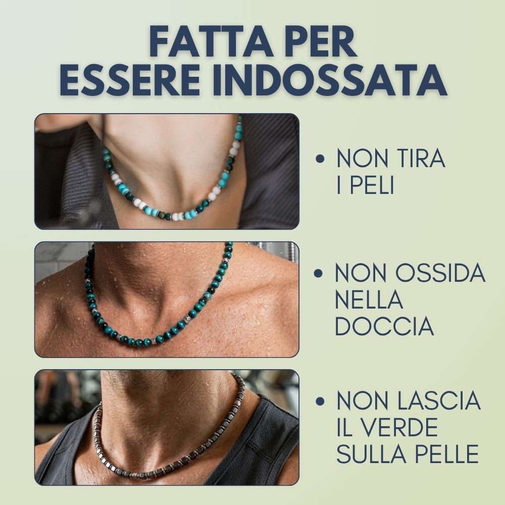 Collana uomo in pietra naturale resistente al mare e al sudore - Lab93Studio