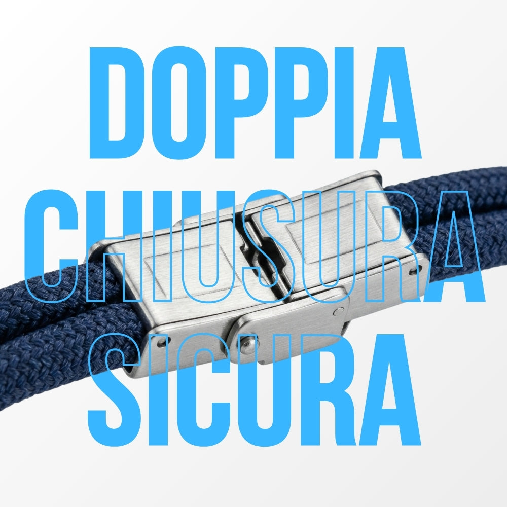Bracciale Portofino in paracord con doppia chiusura sicura in acciaio, Lab93Studio