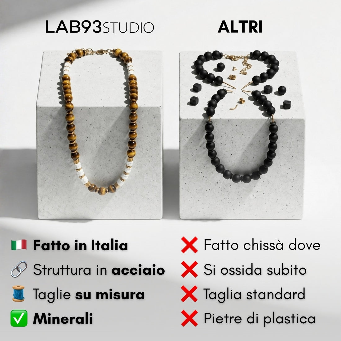 Collana Silenzio in Aulite bianca | 4mm