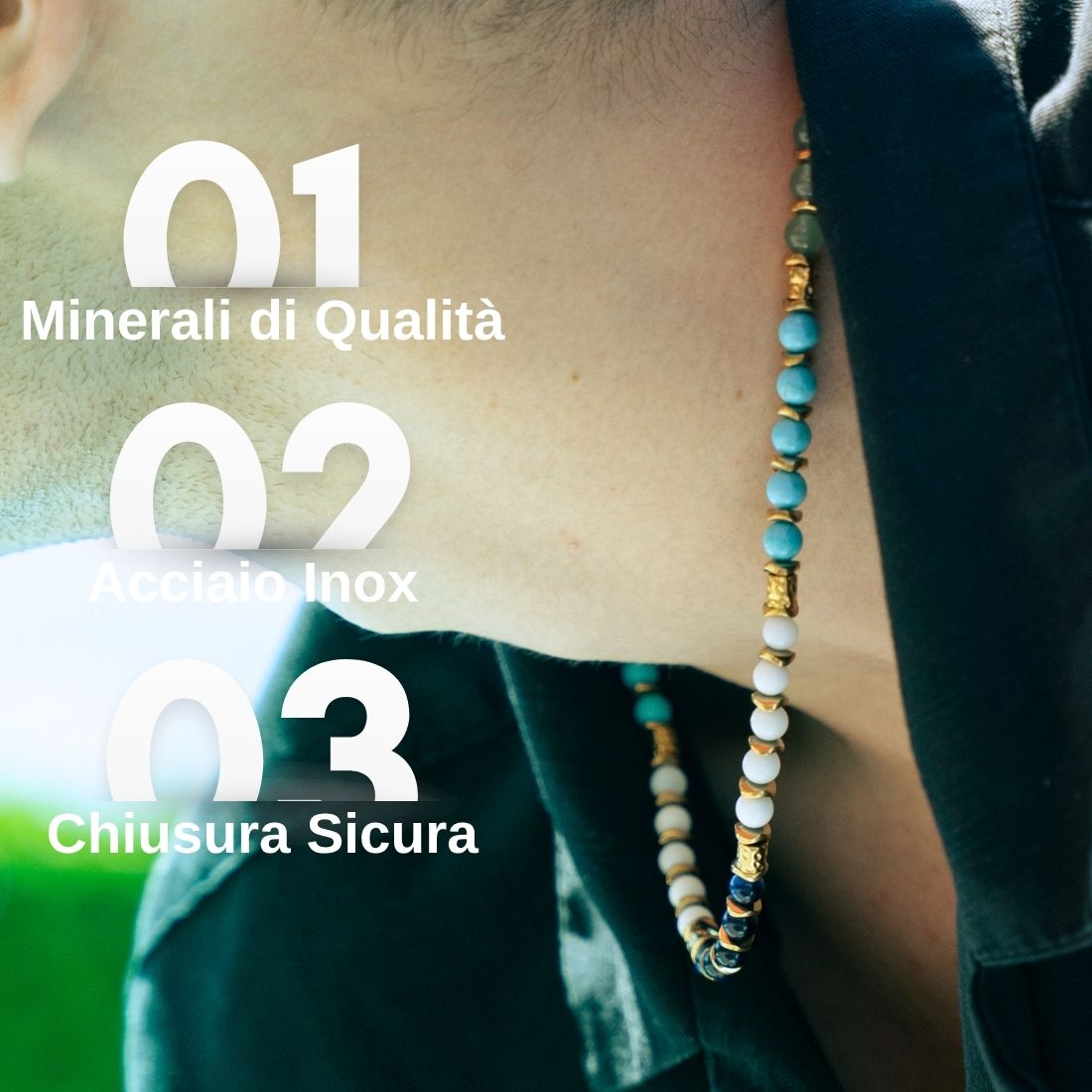Collana Silenzio in Aulite bianca | 4mm