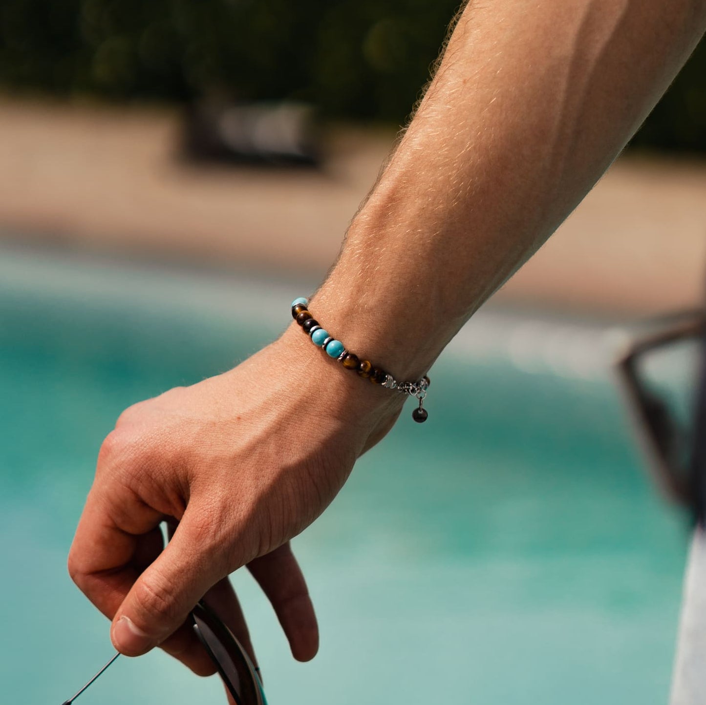 Bracciale Respiro Mediterraneo in Occhio di tigre e Turchese