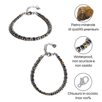 Bracciale Levante in Ematite e Occhio di Tigre