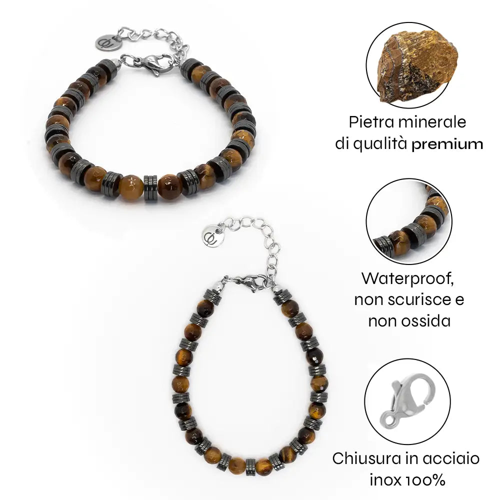 Sighs Bracelet in Hematite and Tiger's Eye