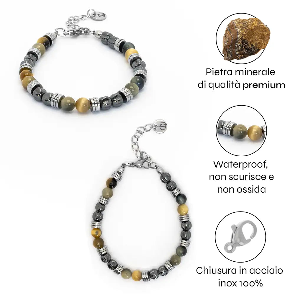 Bacaro-Armband aus Hämatit und Tigerauge