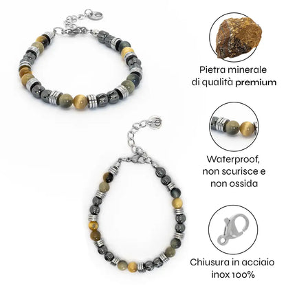 Bacaro-Armband aus Hämatit und Tigerauge