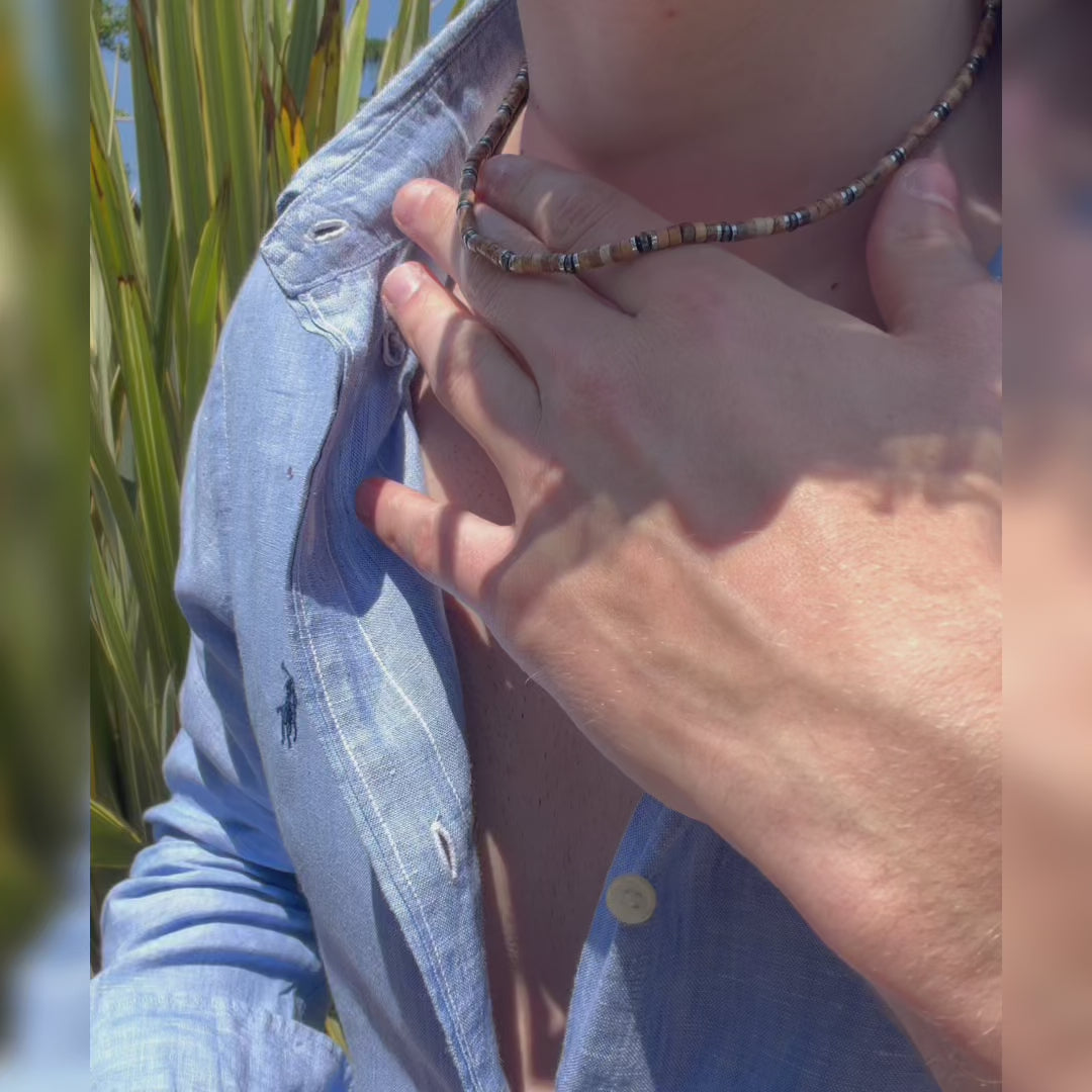 Carica video: SET bracciale + collana Zirmo e Cervino in Jasper Australiano e Ematite | 4-6mm