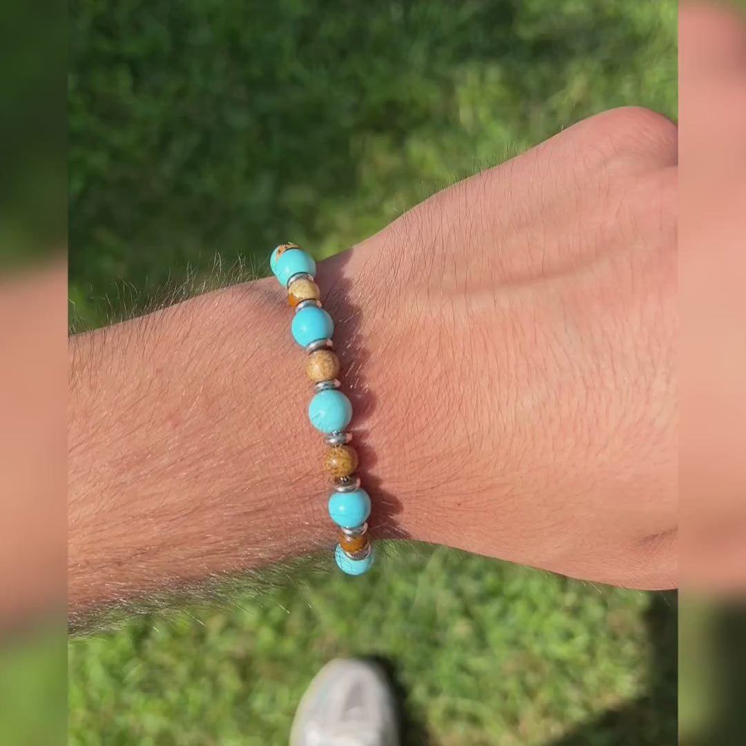 Carica video: Bracciale Capri in aulite e diaspro | 6-8mm