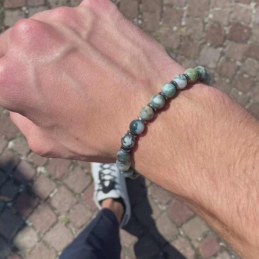 Carica video: Bracciale Maestrale in Agata Muschiata
