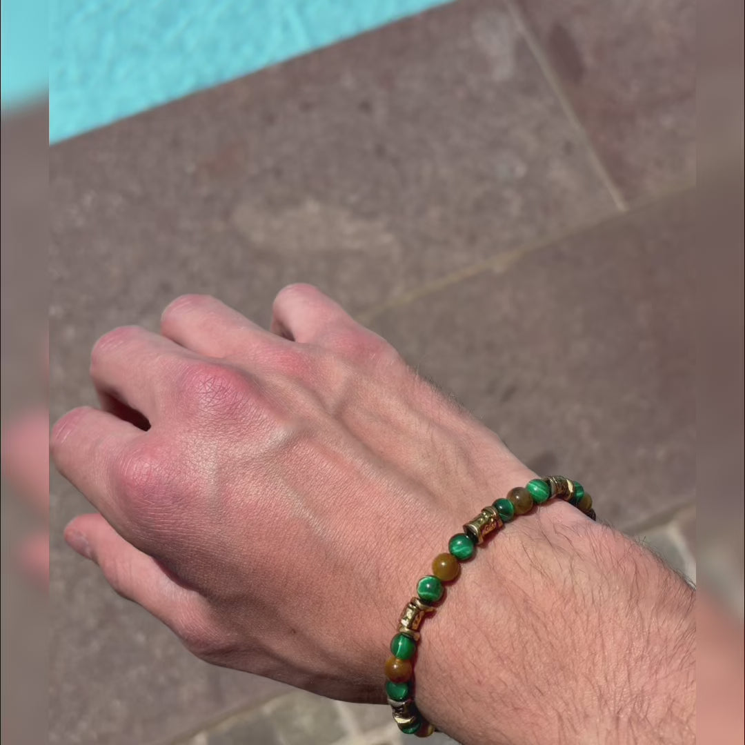 Carica video: Bracciale Mojito in occhio di tigre verde e giallo | 6mm