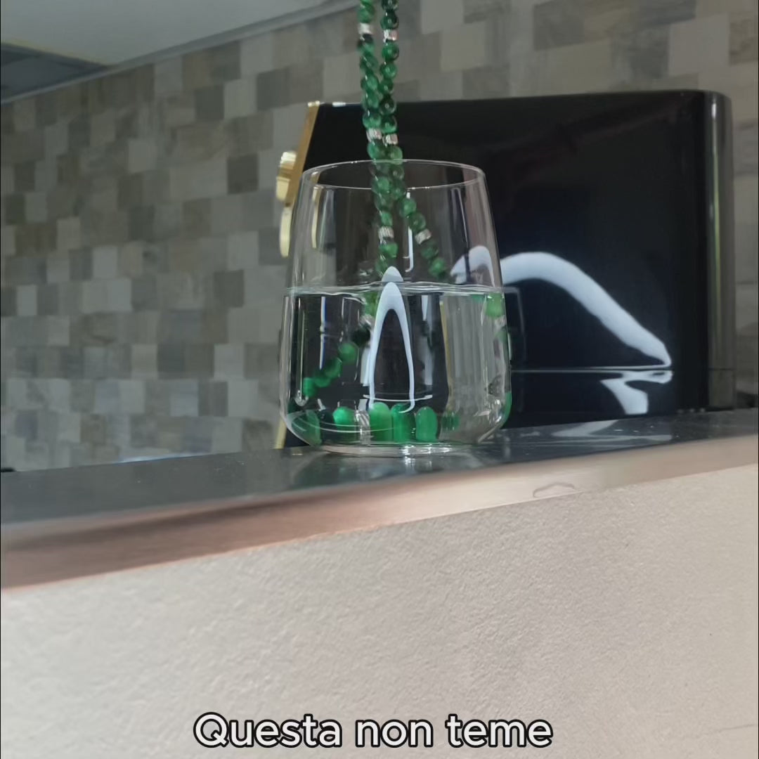 Carica video: Collana Doge in occhio di tigre | Verde smeraldo 6mm