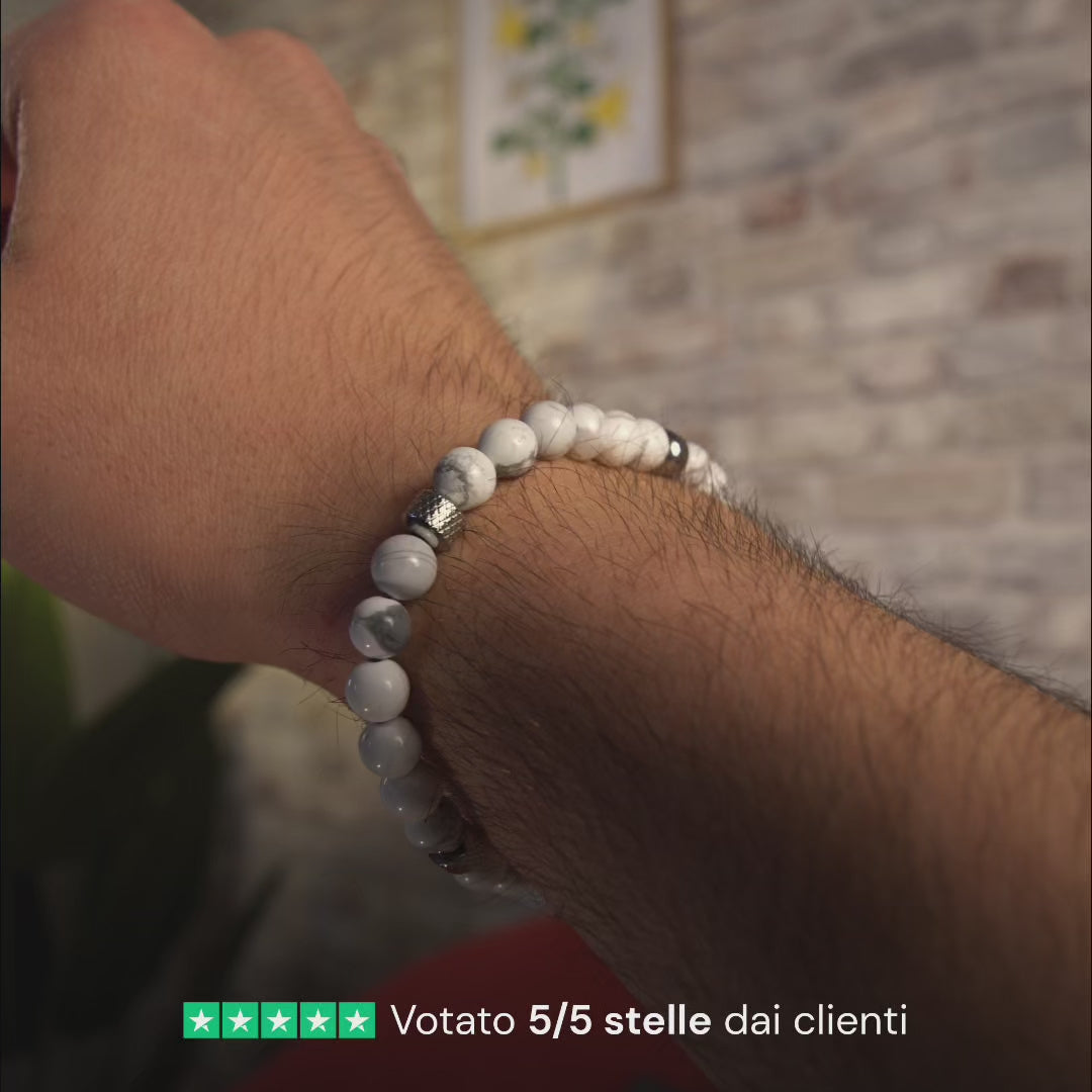 Load video: White Doge Bracelet in Howlite