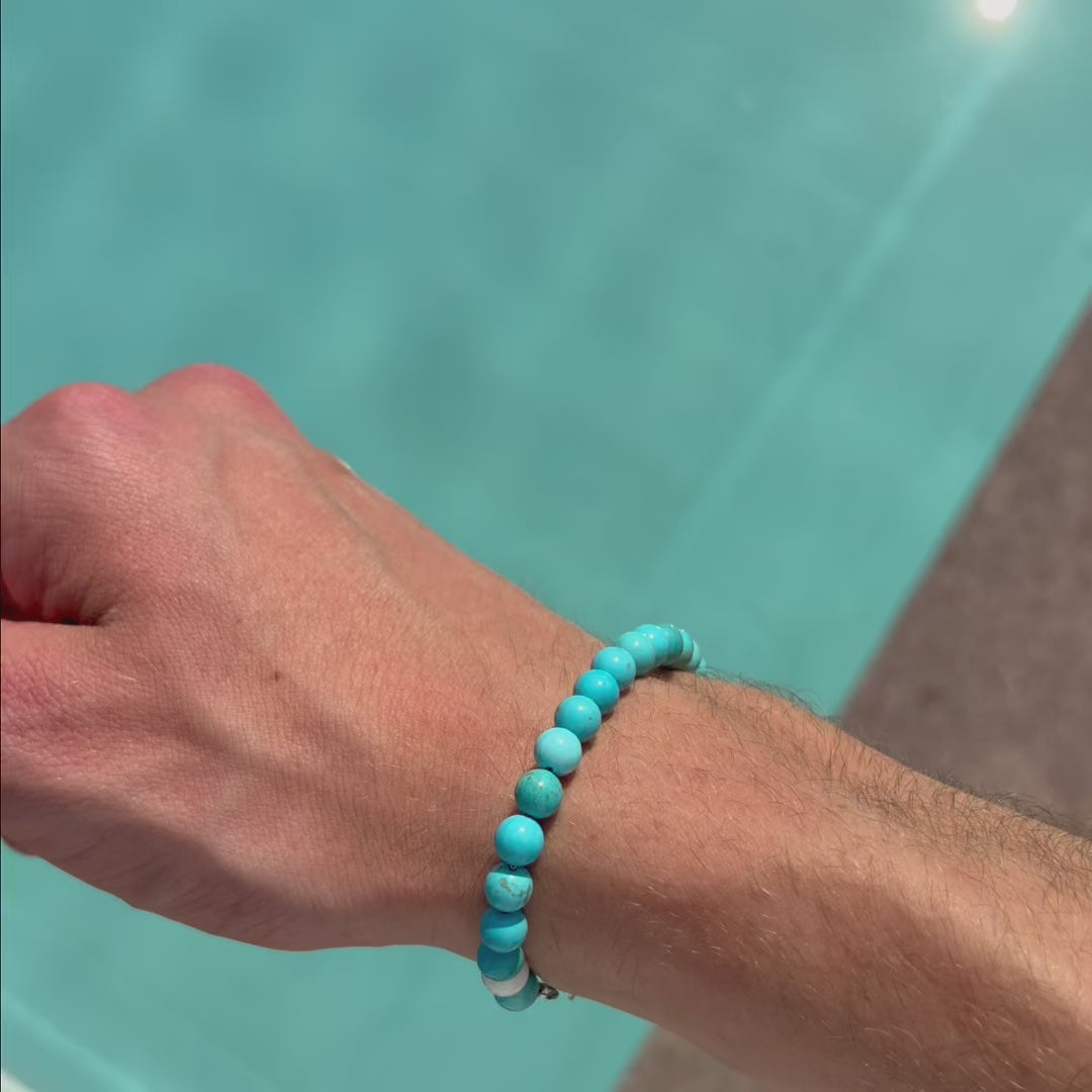 Carica video: Bracciale Nila in Howlite turchese | 6mm