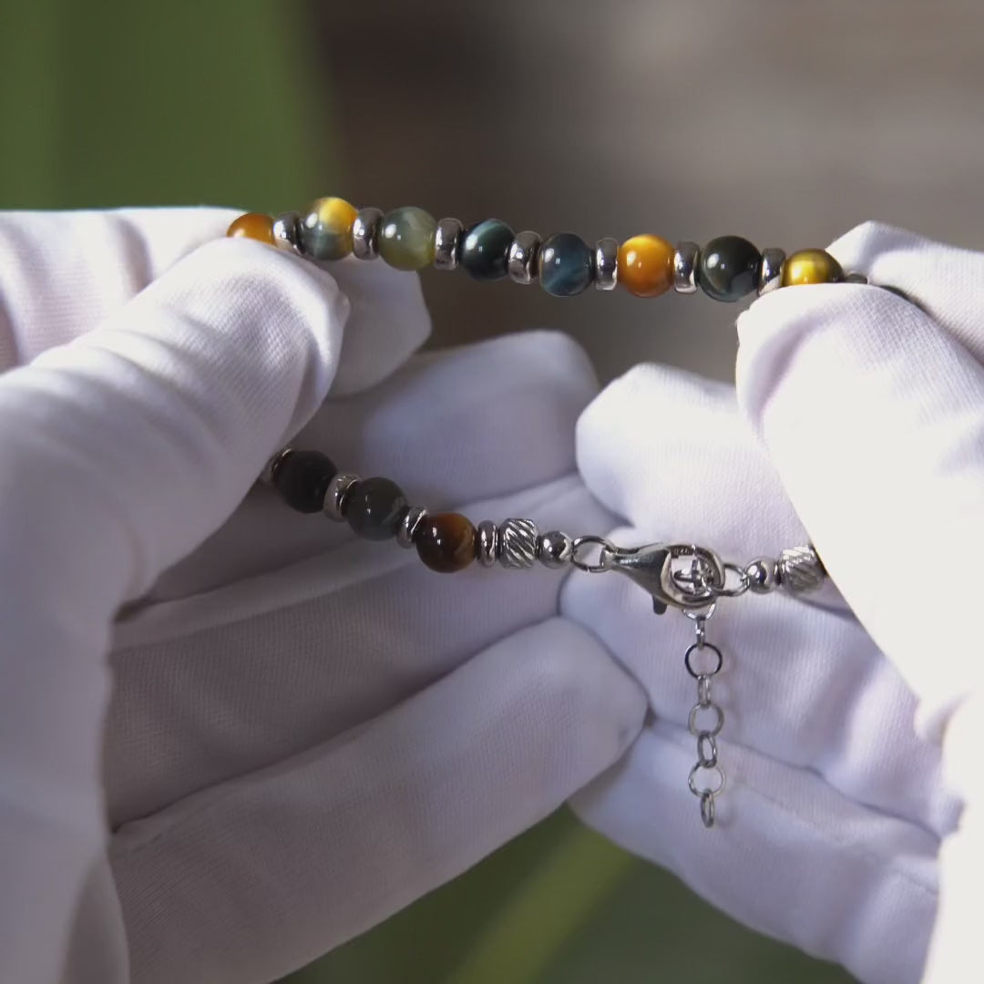 Carica video: Bracciale Impero | Argento 925 &amp; occhio di tigre