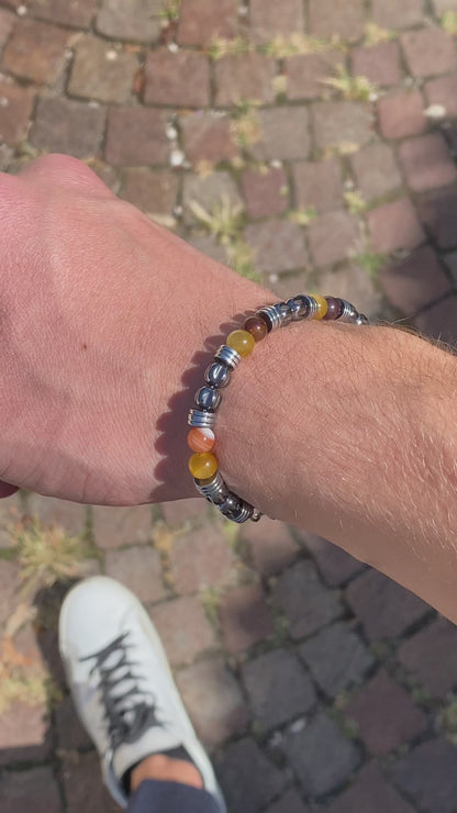 Bacaro bracelet in hematite and tiger's eye