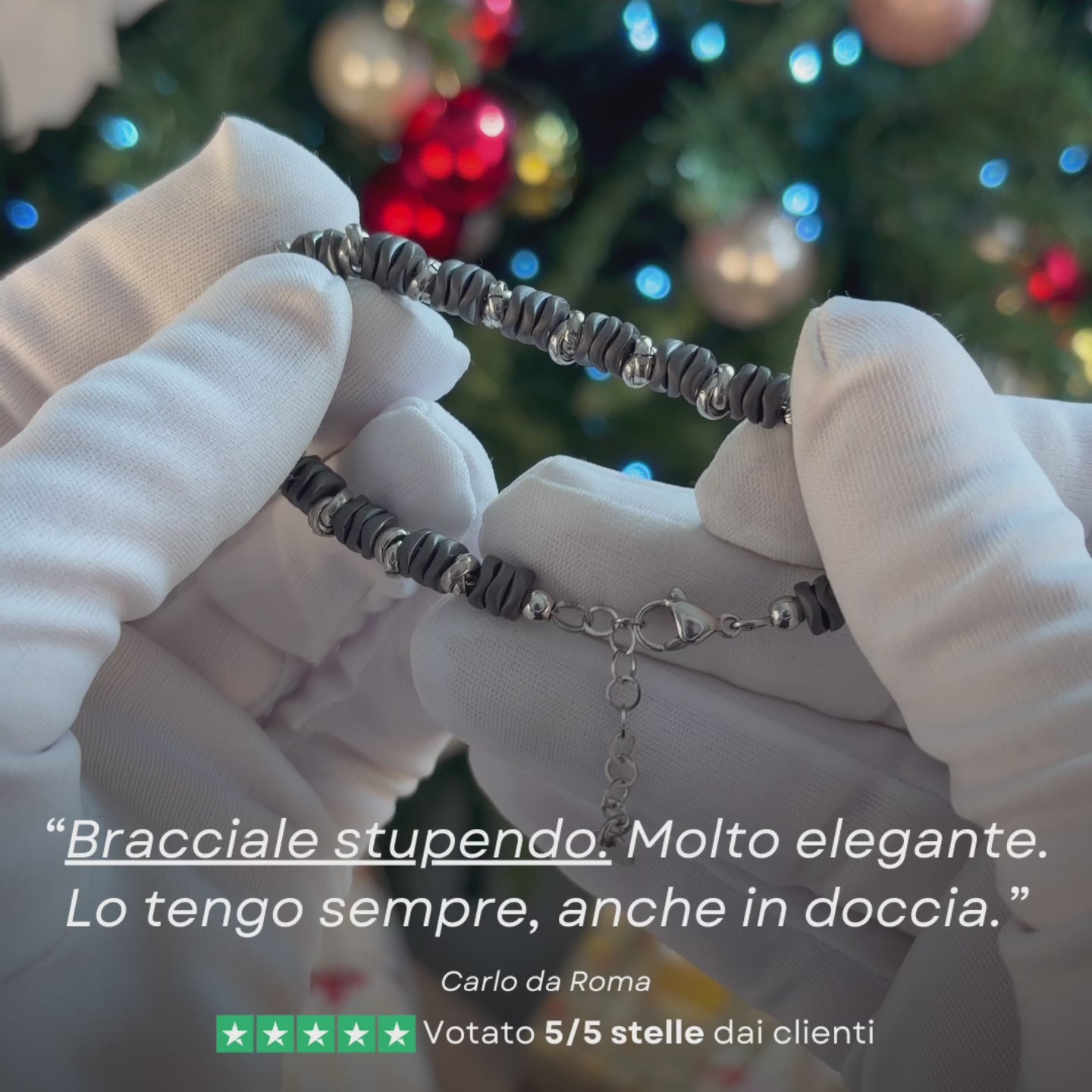 Carica video: Bracciale Grafite in ematite opaca