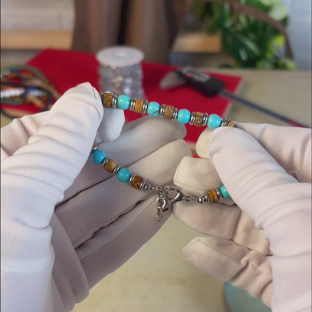 Carica video: Bracciale Capri in aulite e diaspro | 6mm