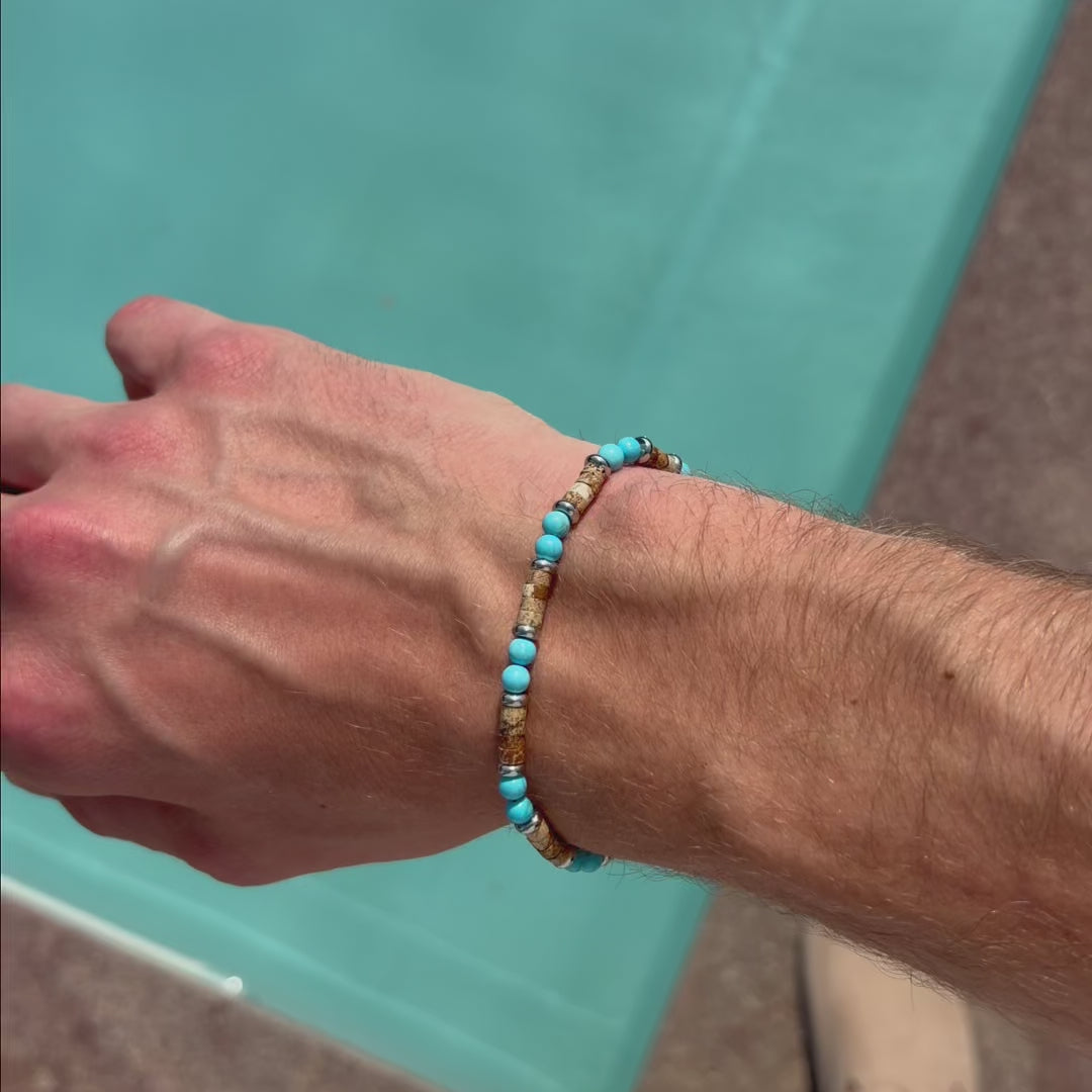 Carica video: Bracciale Maratea in aulite e diaspro | 4mm