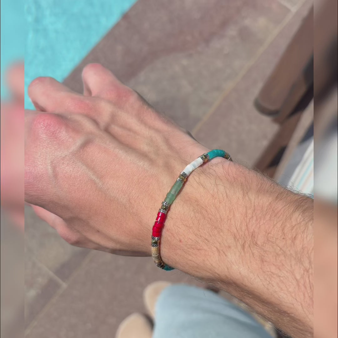 Carica video: Bracciale Tropical in quarzo, agata, avventurina, madreperla e diaspro | 4mm