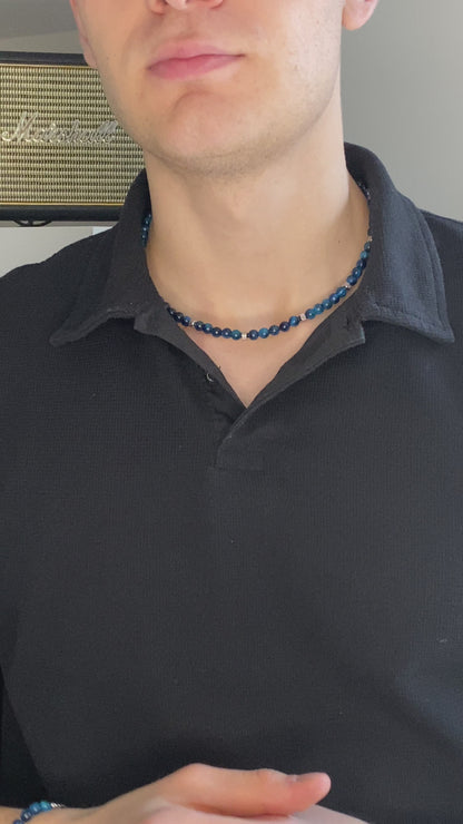 Collana Doge in occhio di tigre Blu zaffiro