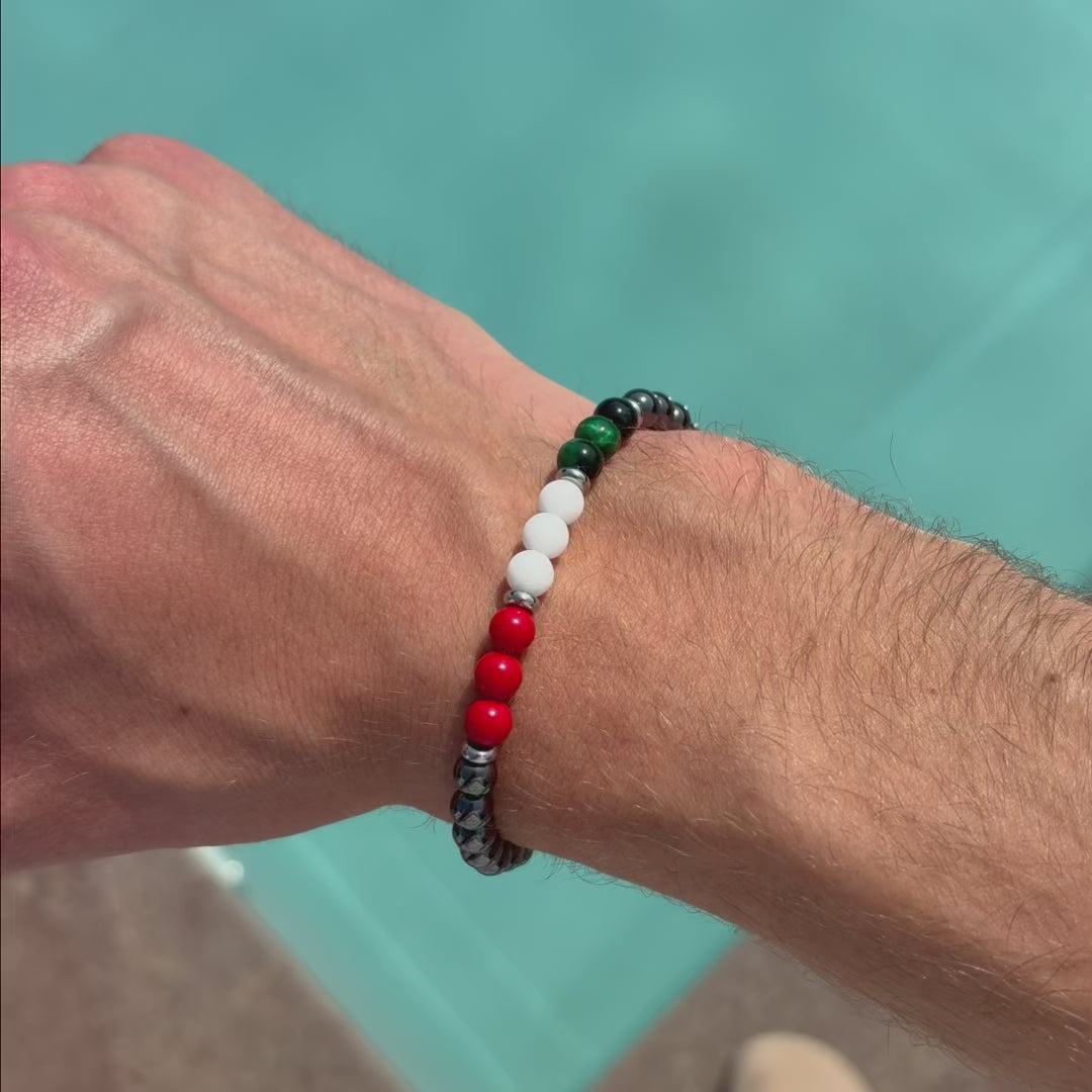 Carica video: Bracciale Alpi in ematite, agata e occhio di tigre | 6mm