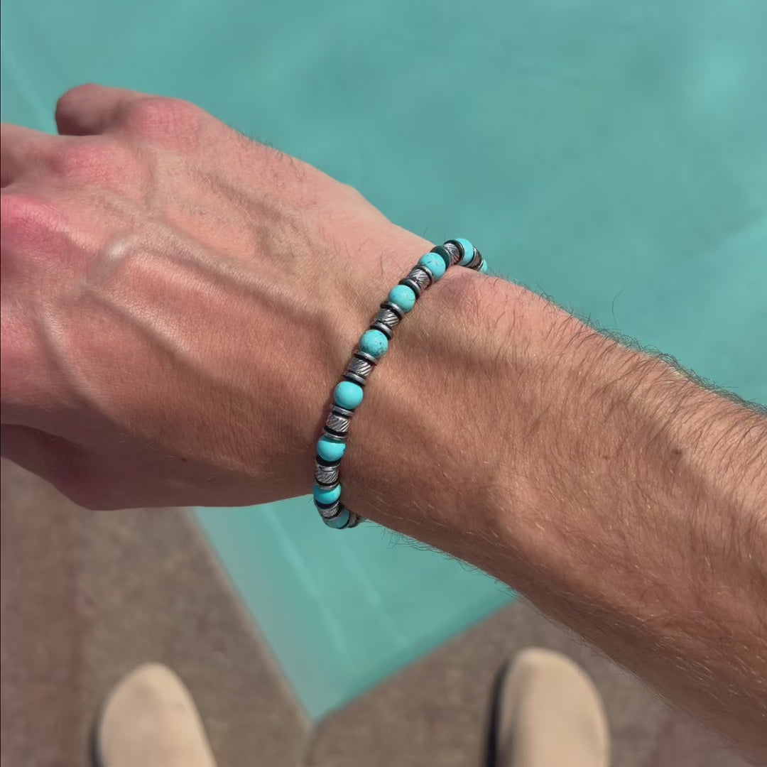 Carica video: Bracciale Eterna in Howlite turchese | 6mm