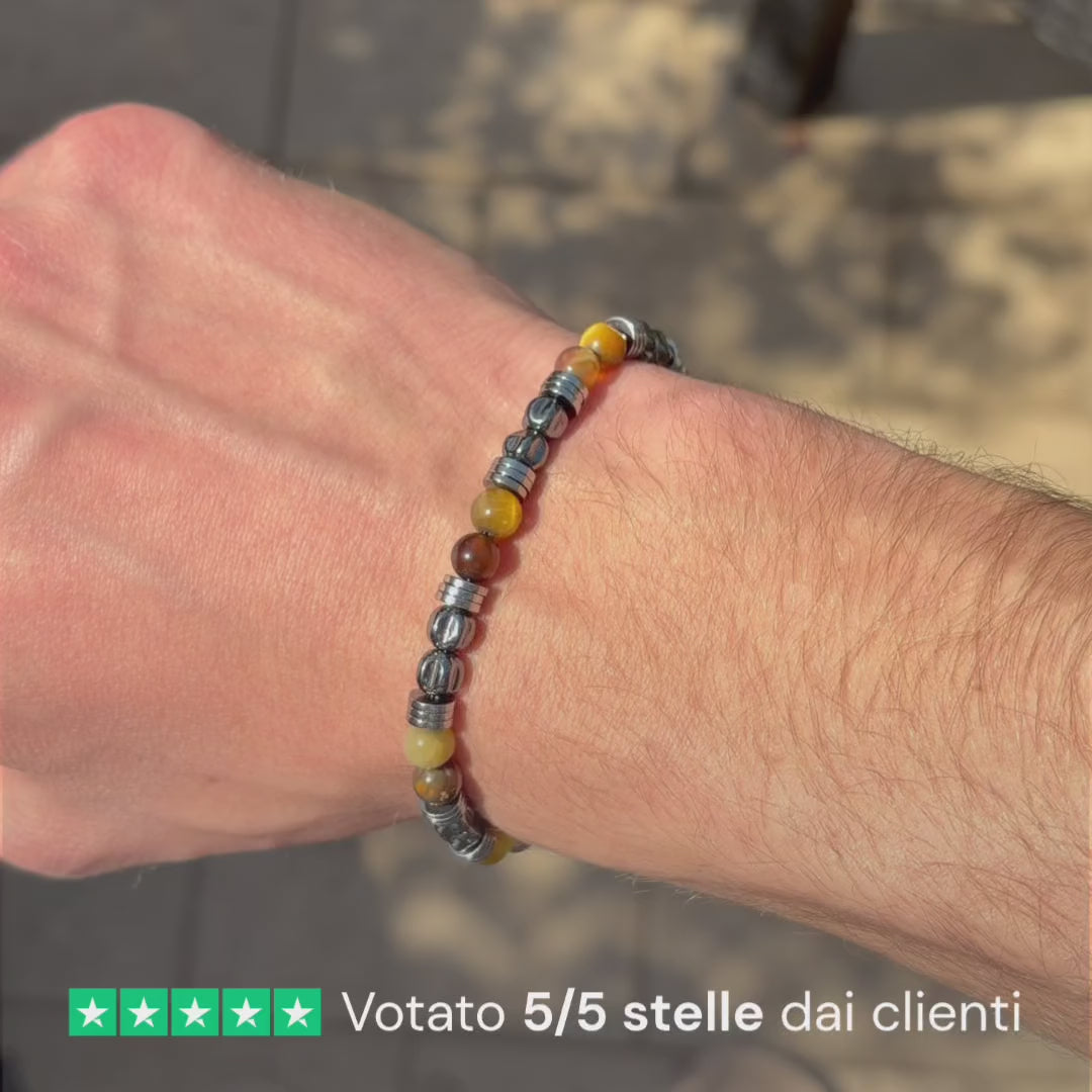 Carica video: Video indossato di un bracciale da uomo artigianale