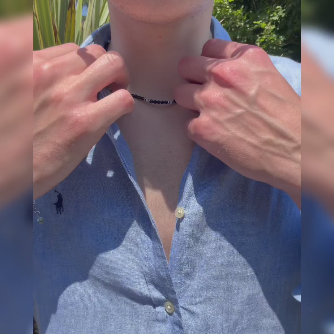 Carica video: SET collana + bracciale Destino in Onice nera | 4mm