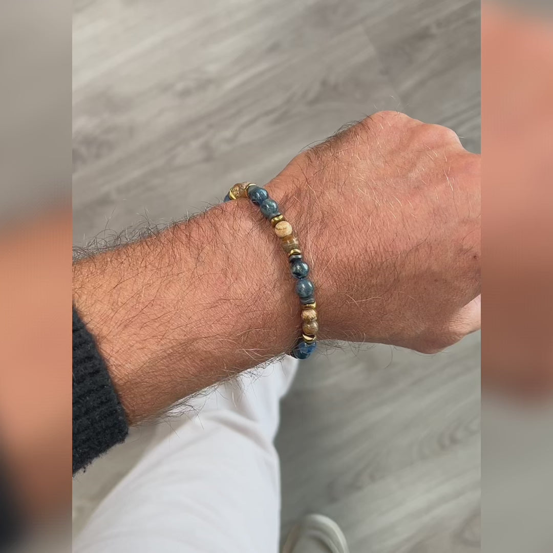 Carica video: Bracciale Monte in diaspro e kyanite | 6mm