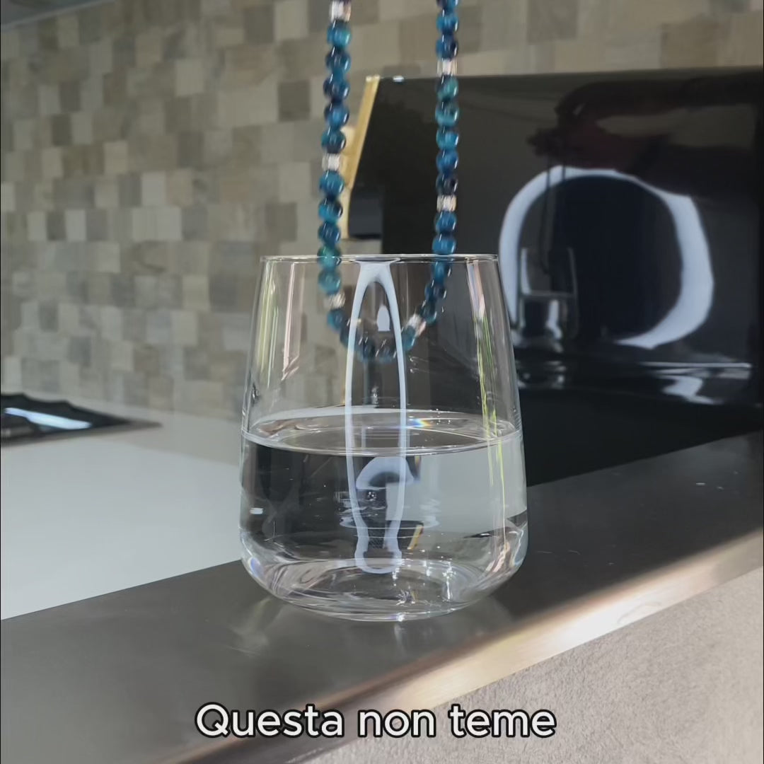 Carica video: Collana Doge in occhio di tigre | Blu zaffiro 6mm