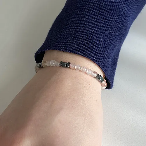 Bracciale Armonia in Quarzo rosa  | 4mm