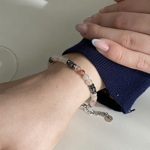 Bracciale Armonia in Quarzo rosa  | 4mm